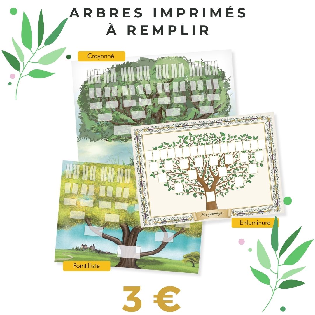 Tous les arbres imprimés au format A2 à remplir sont à 3 €